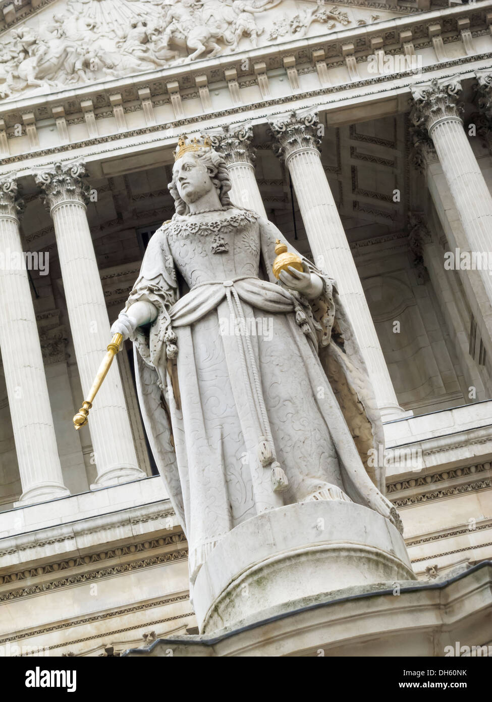 Statue of Queen Anne outside St Paul's Cathedral Ludgate Hill London