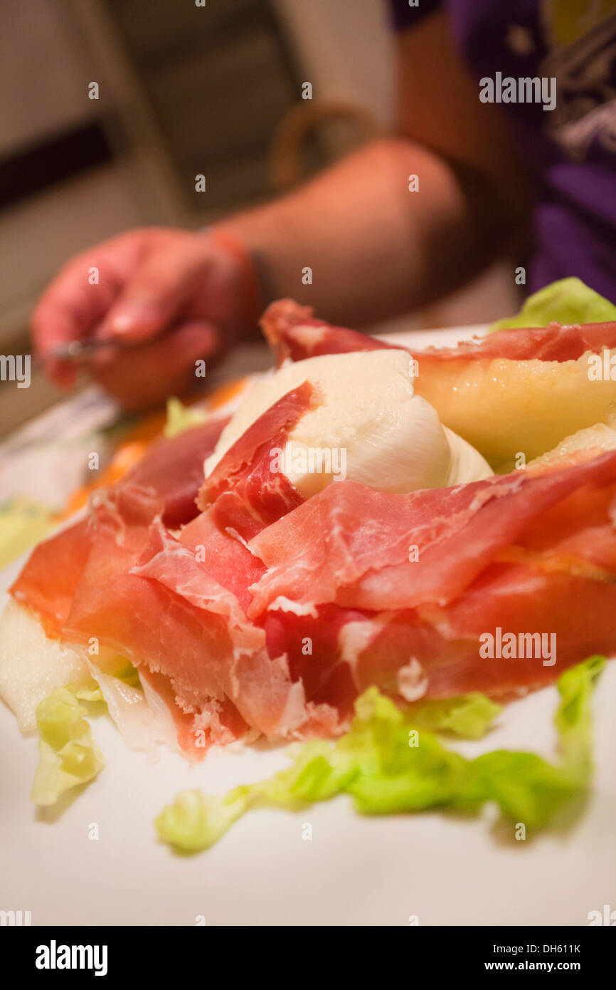 big plate served in a typical italian restaurant Stock Photo