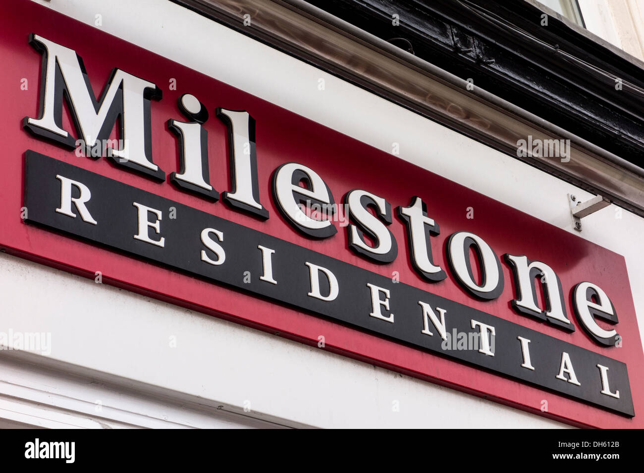 Milestone Estate Agent sign, London, UK Stock Photo Alamy