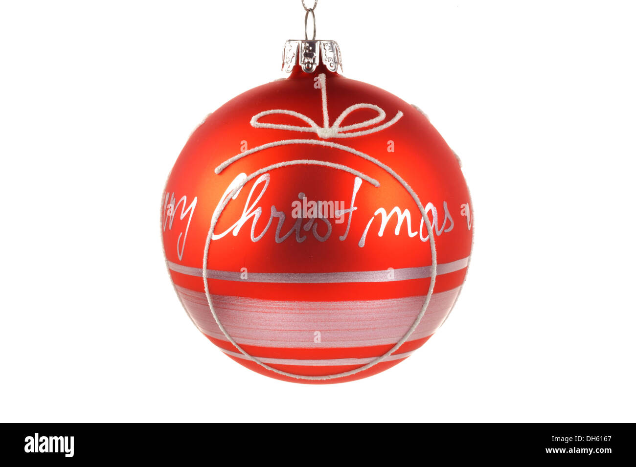 red christmas ball isolated over white background Stock Photo - Alamy