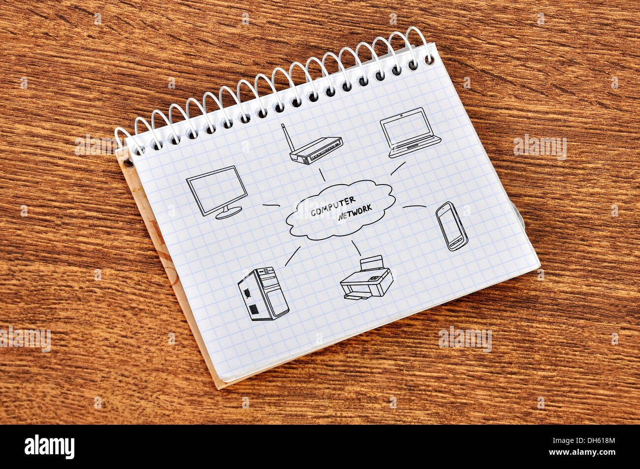 notebook with computer network scheme Stock Photo Alamy
