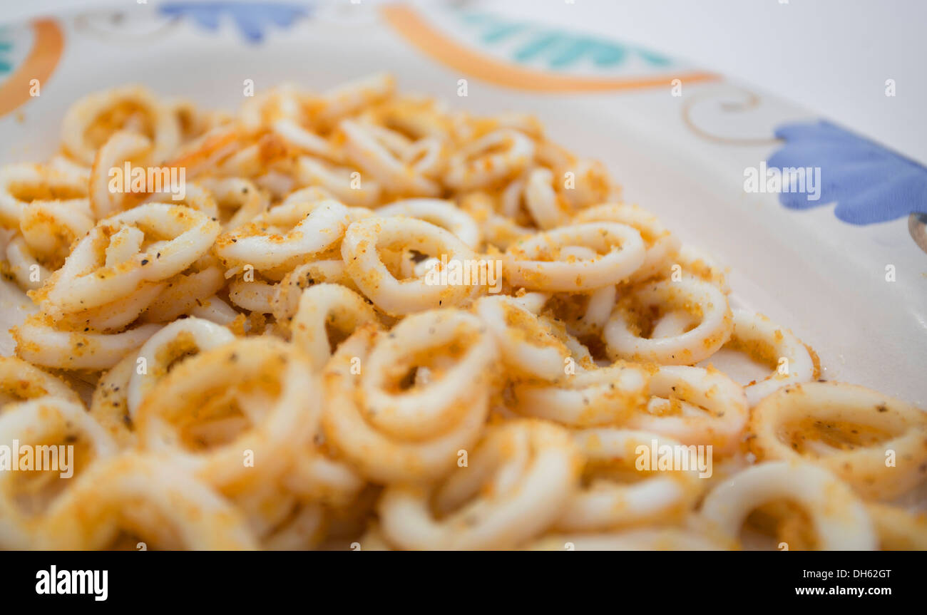 anti pastis italian buffet of squid seafood rings Stock Photo