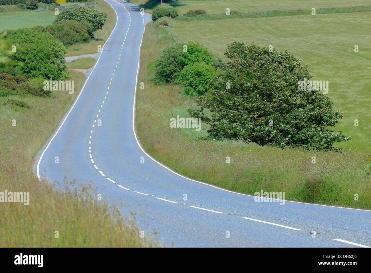 empty road running through rural countryside Stock Photo