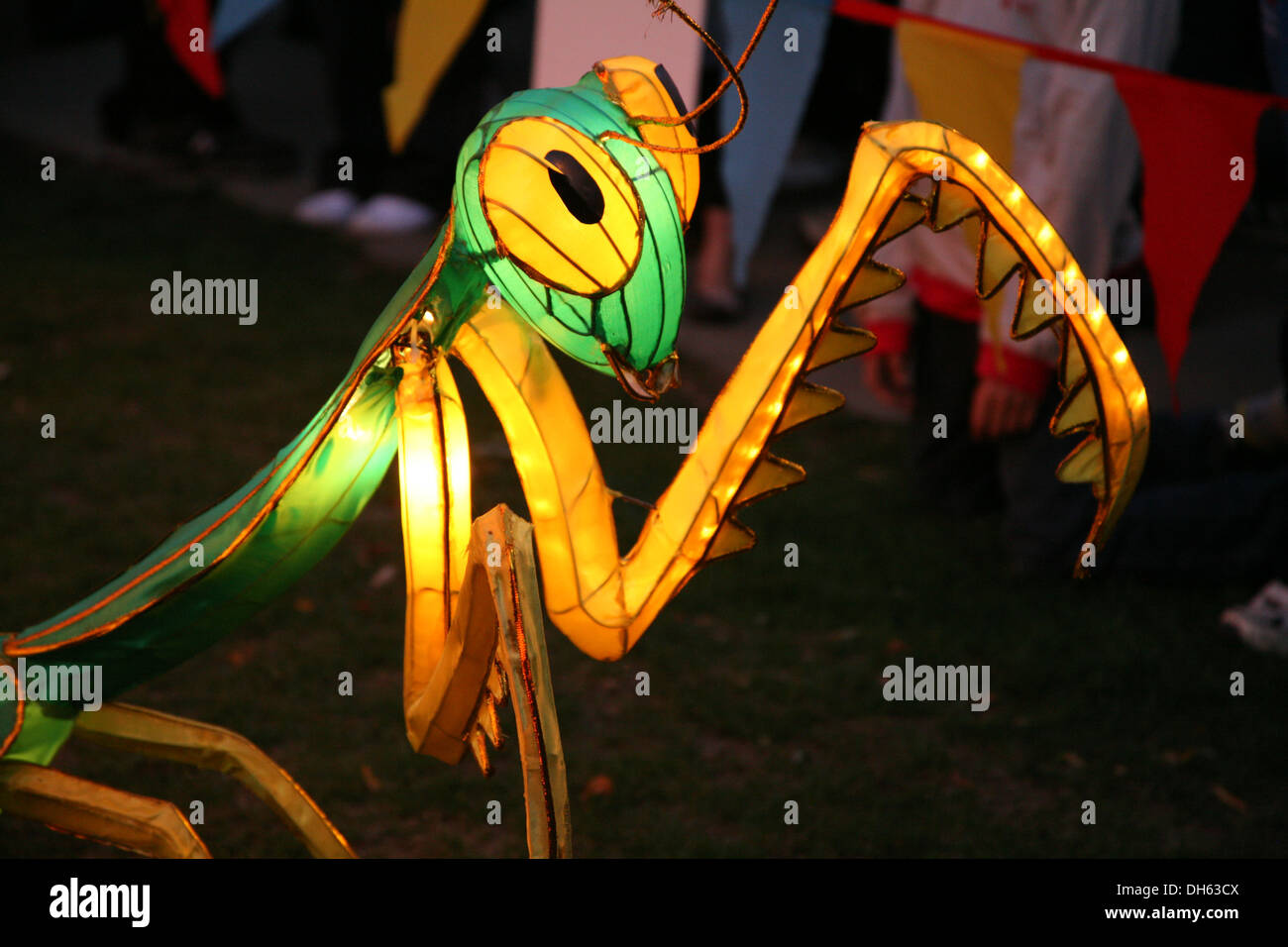 Chinese lanterns of  a Praying mantis Stock Photo