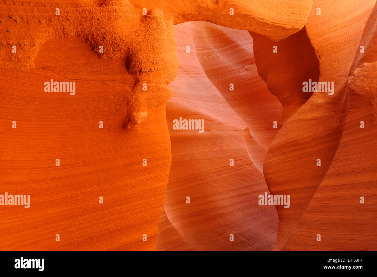 Red sandstone of the Moenkopi Formation, rock formations, colours and structures at Lower Antelope Slot Canyon, Corkscrew Canyon Stock Photo
