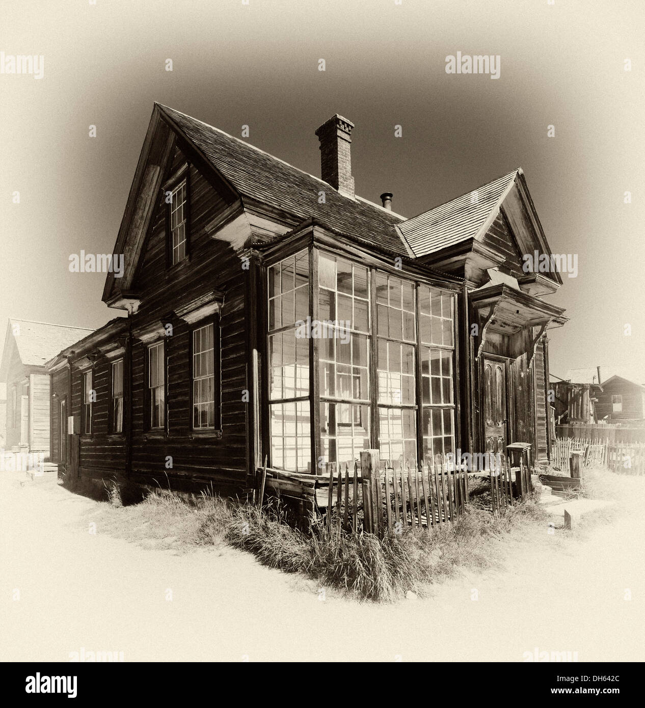 Residence of the wealthy citizen James Stuart Cain, ghost town of Bodie, a former gold mining town, Bodie State Historic Park Stock Photo