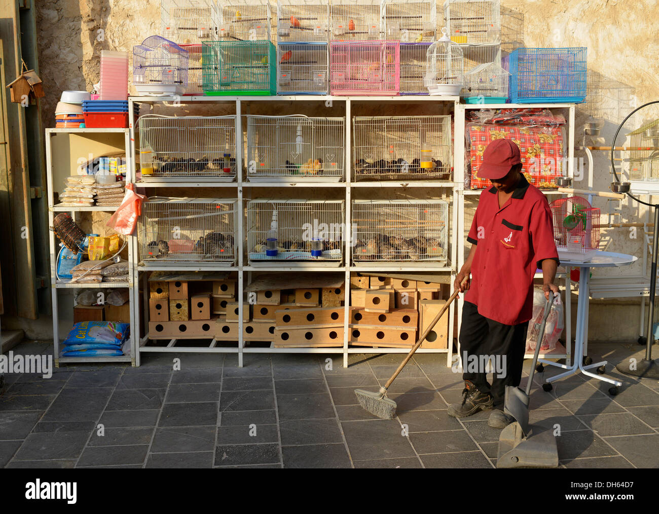 Pet market, cages, Souq al Waqif, oldest souq or bazaar in the country