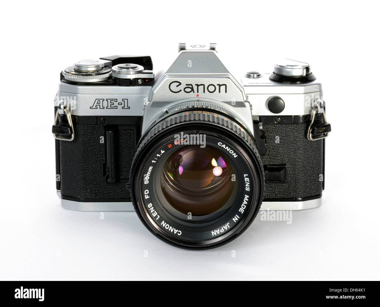 Analogue SLR Canon AE-1 with a FD 50mm 1:1.4 S.S.C. lens, milestone in film  camera history Stock Photo - Alamy