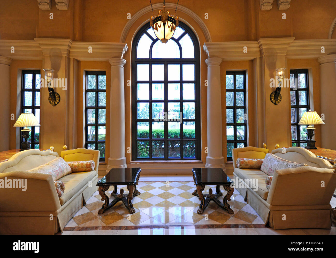Lobby, 5-star luxury hotel, The Venetian Casino, Las Vegas, Nevada, United States Stock Photo