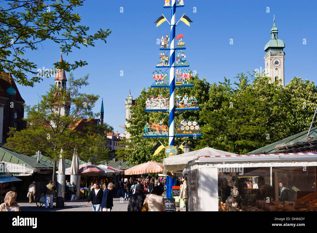 Viktualienmarkt food market in Munich, Upper Bavaria, Bavaria Stock Photo