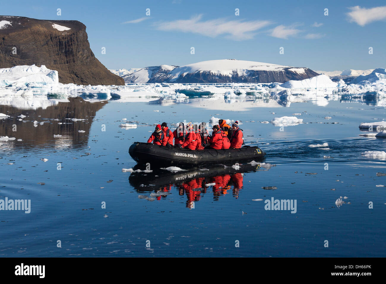 Zodiak tour, icebergs, Weddell Sea, Antarctic Sound, Antarctica Stock Photo
