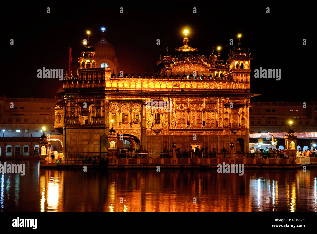 Golden Temple, night, reflection, Amritsar, India, Asia Stock Photo
