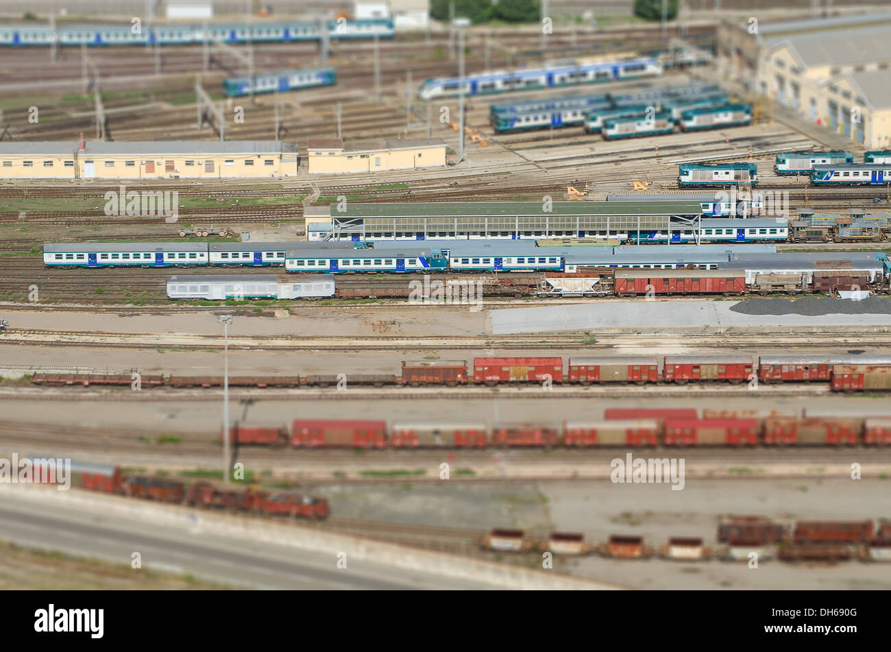 Aerial view of railway transport Stock Photo