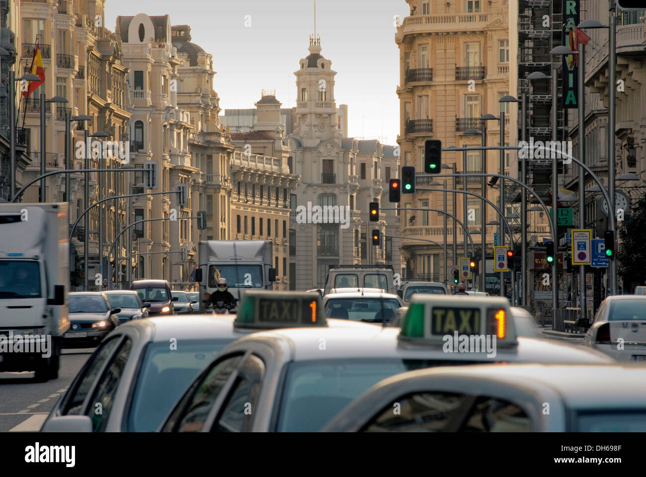 Taxis in the Gran Via, Madrid, Spain, Europe Stock Photo Alamy