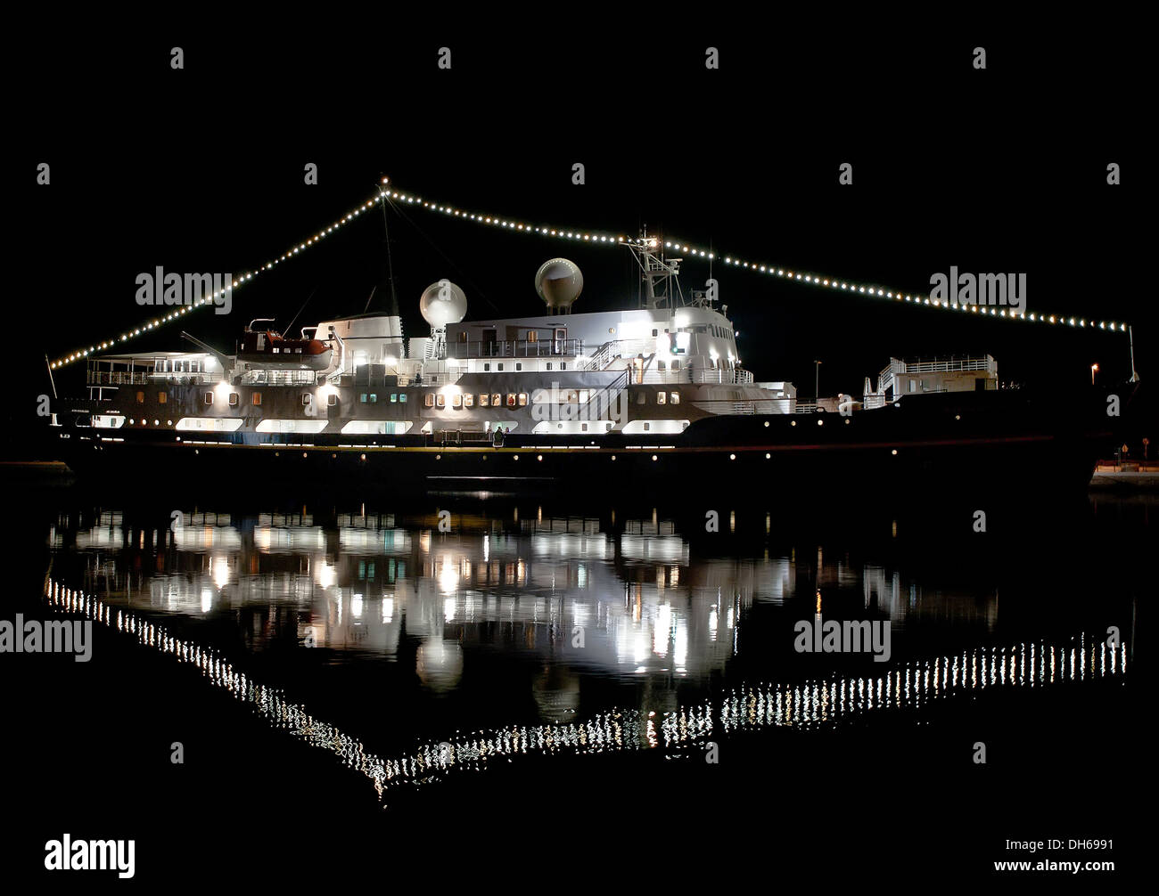 cruise ship in spring night Stock Photo