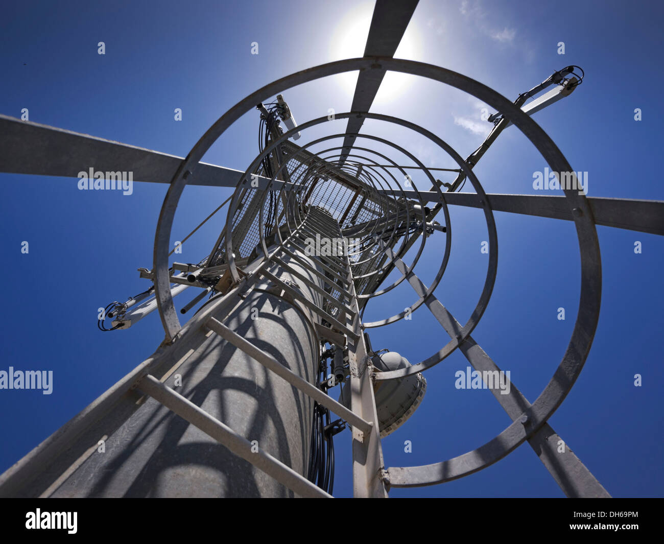 Radio antennas and cell phone amplifiers, Cilento, Campania, Southern Italy, Italy, Europe, PublicGround Stock Photo