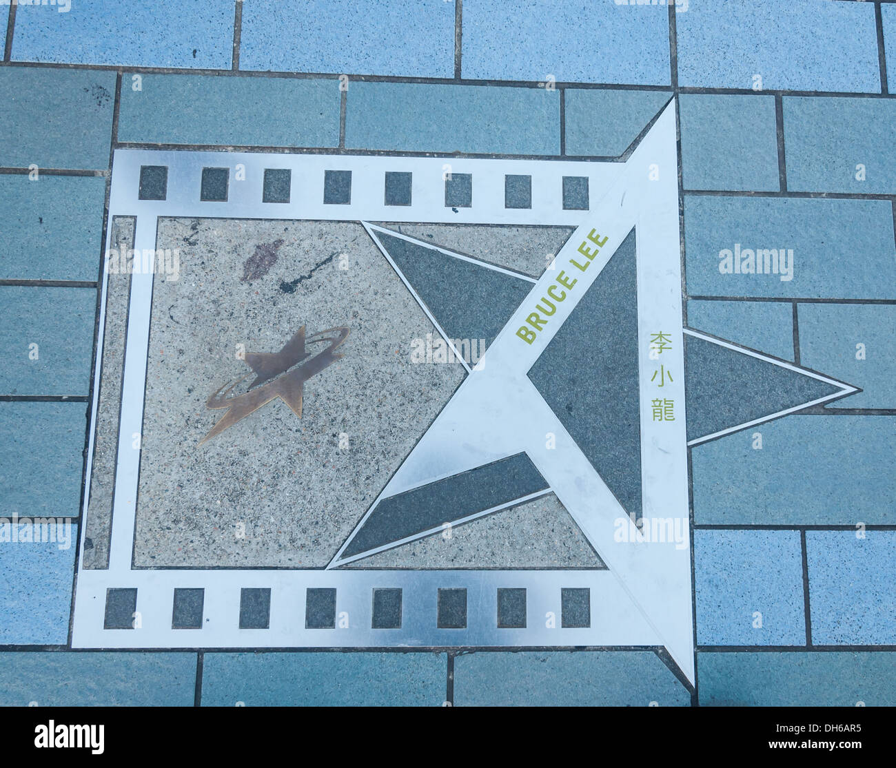 Bruce Lee's star on the Avenue of Stars in Kowloon, Hong Kong. Stock Photo