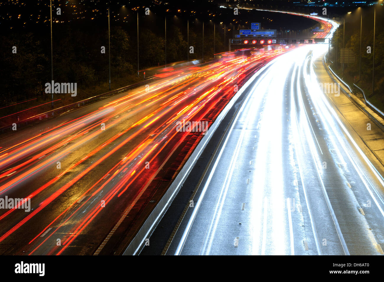 Motorway Night Driving.M1 Nottinghamshire,UK. Stock Photo