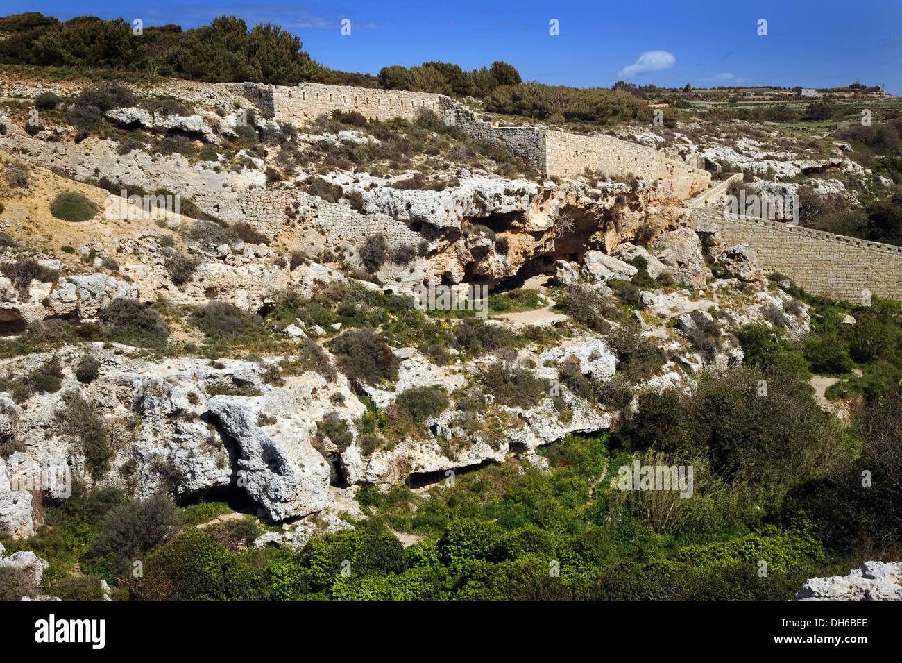 Malta, jewel of the Mediterranean. Bingemma Gap fortifications, on the Victorian military fortified defence line Victoria lines Stock Photo