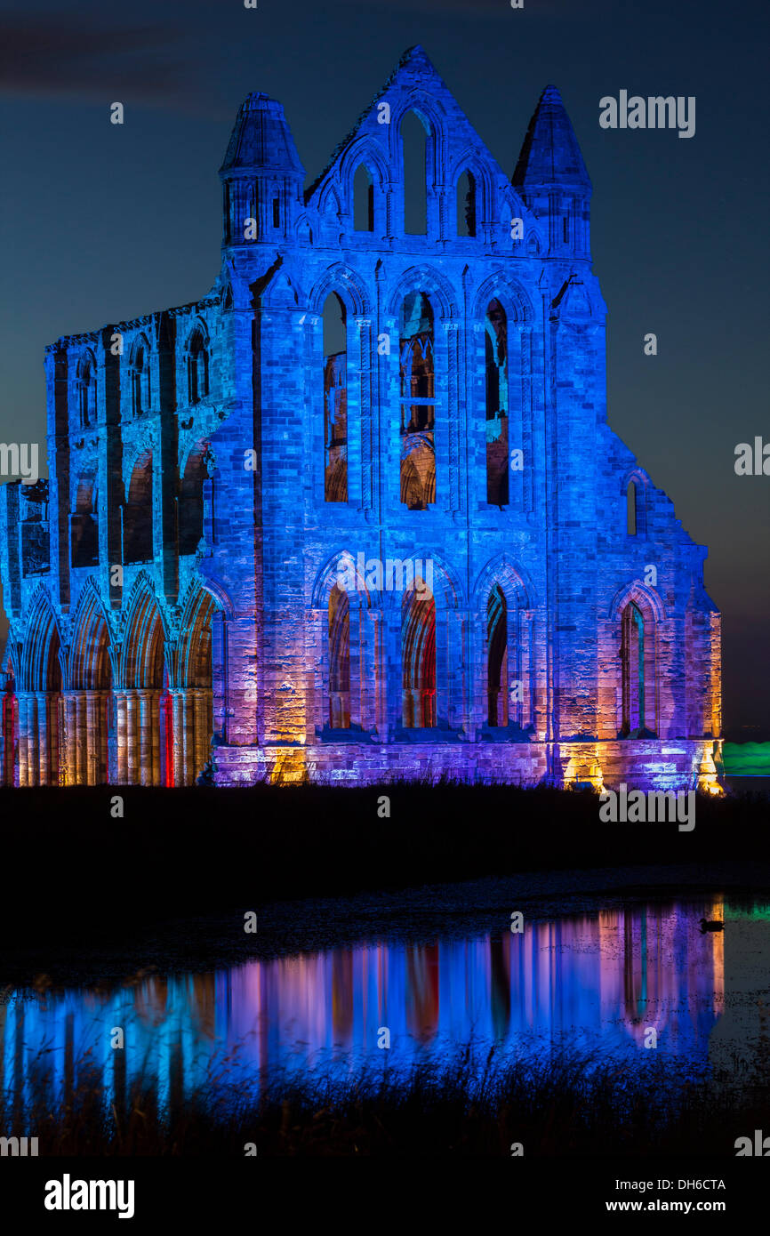 Whitby Abbey illuminated from 30th October until 2nd, November 2013 to