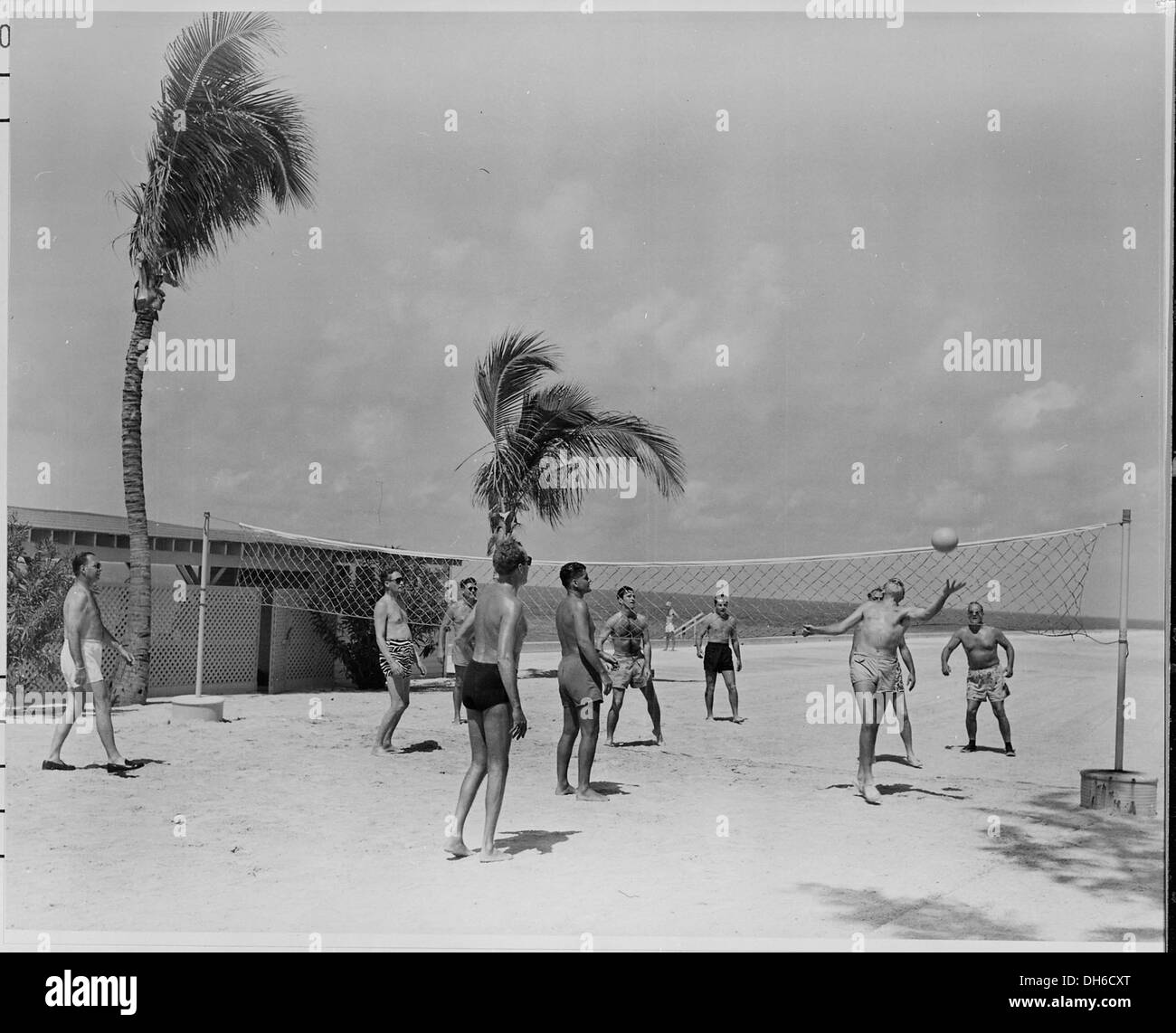 Photograph of a volleyball game between members of President Truman's
