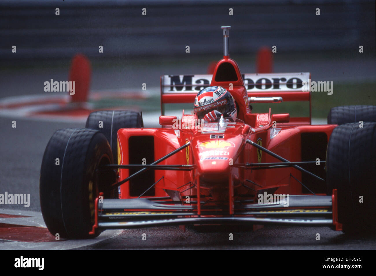 Michael Schumacher in a Ferrari F310B at the Belgian GP, Spa Francorchamps, Belgium 1997. Stock Photo