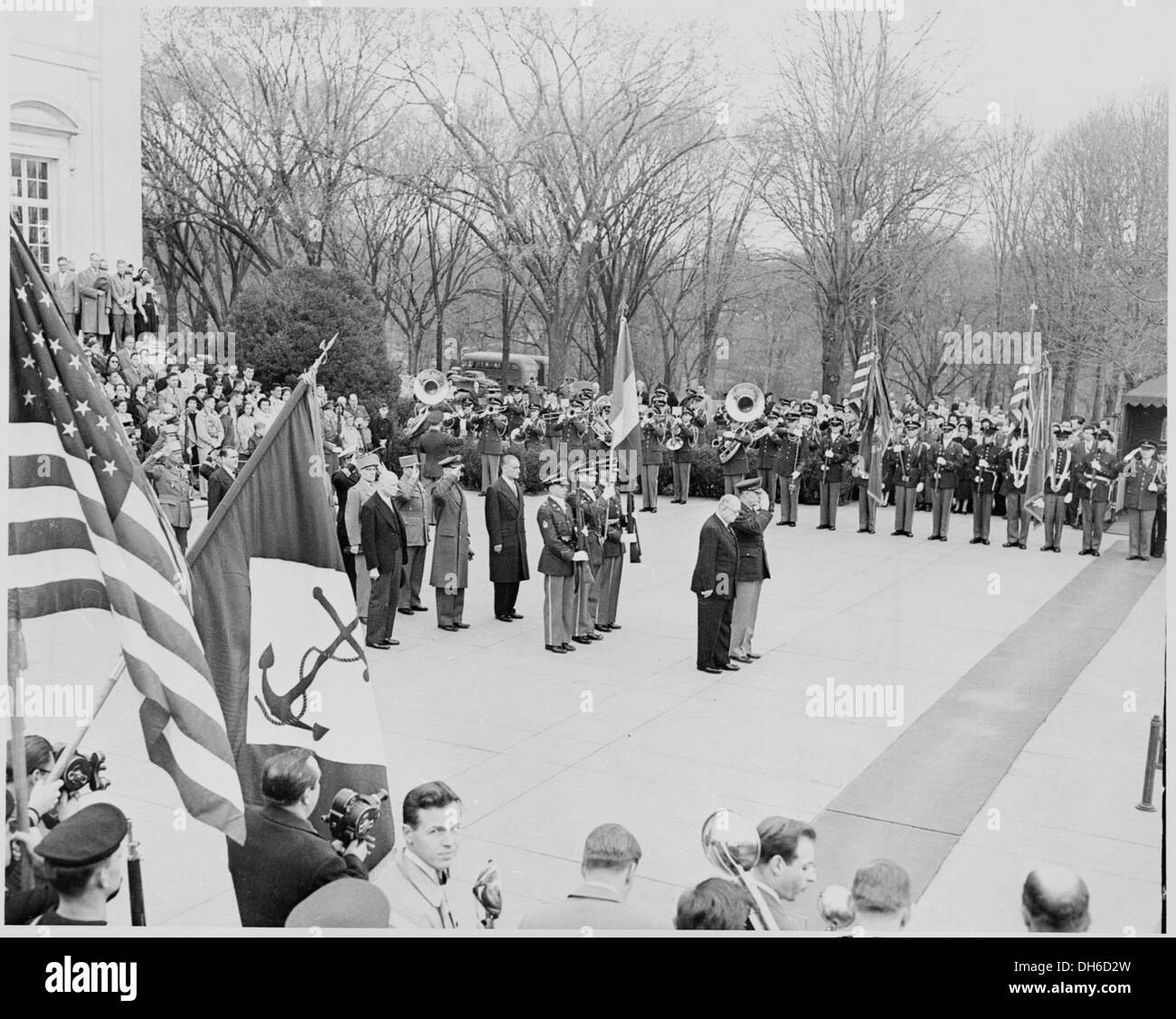 Photograph of French President Vincent Auriol with other dignitaries at ...