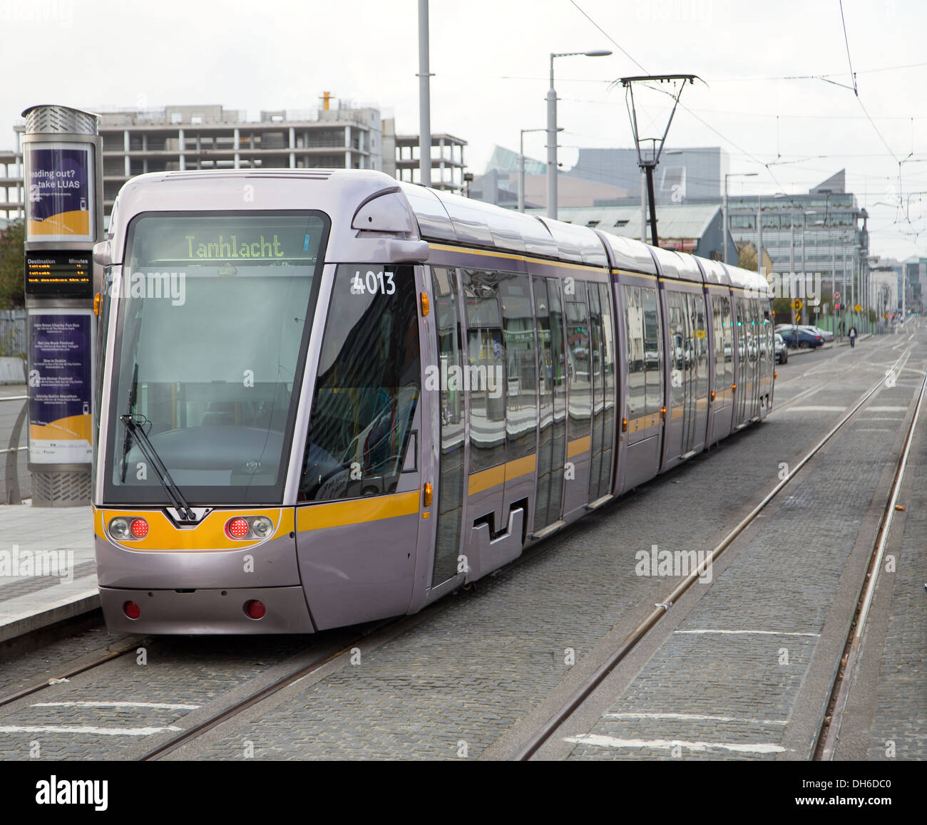 LUAS tram at Point Village stop Stock Photo