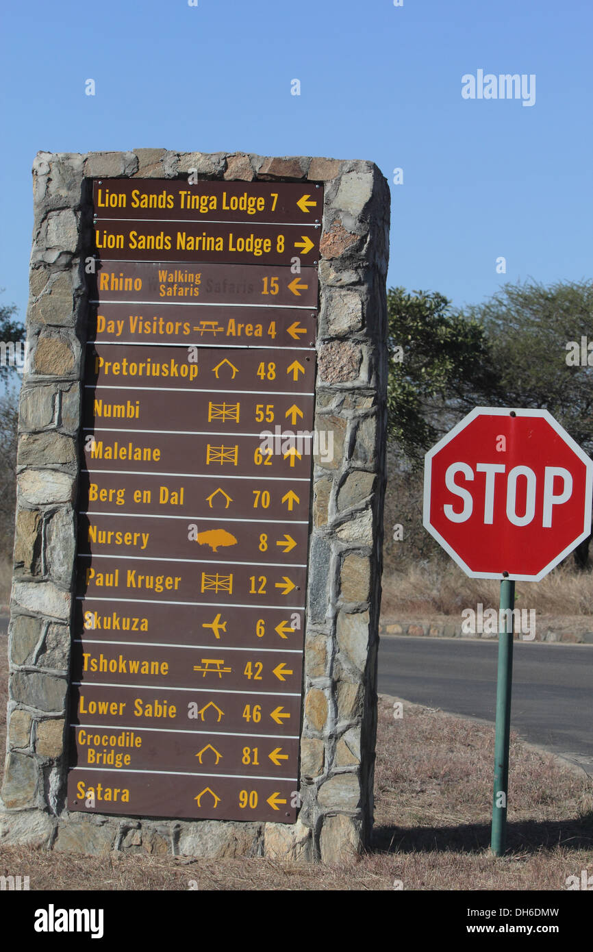 Kruger Park sign post Stock Photo Alamy