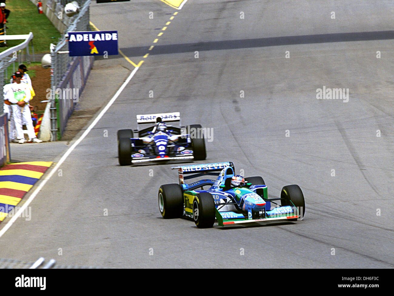 Michael Schumacher in a Benetton B194 and Damon Hill in a  WilliamsAustralian GP, Adelaide, Australia 13 Nov 1994 Stock Photo - Alamy