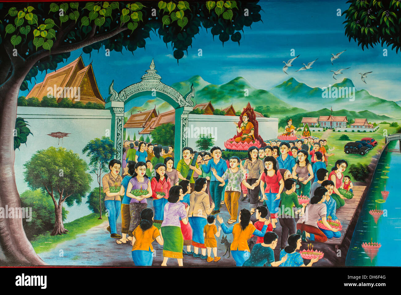 Thai culture of Loi  Krathong festival Stock Photo