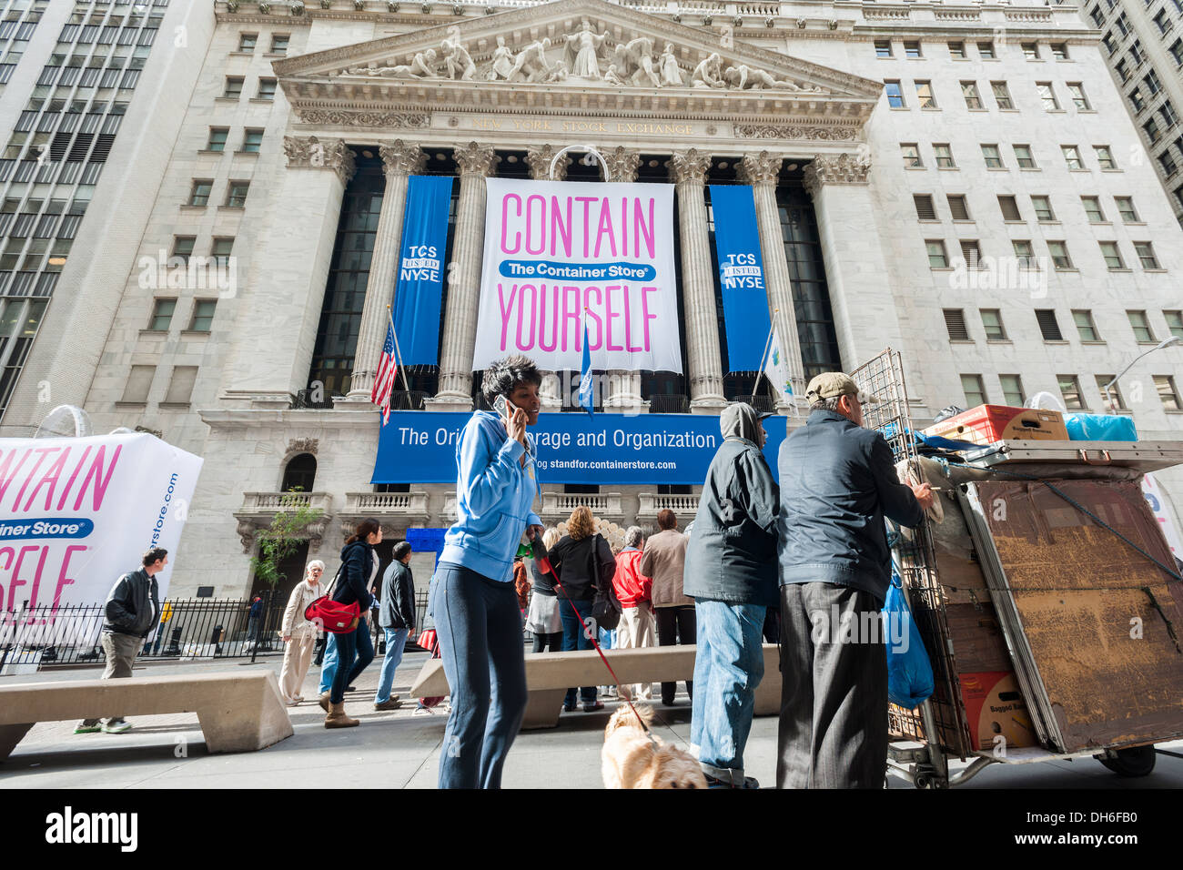 The New York Stock Exchange is decorated for The Container Store's