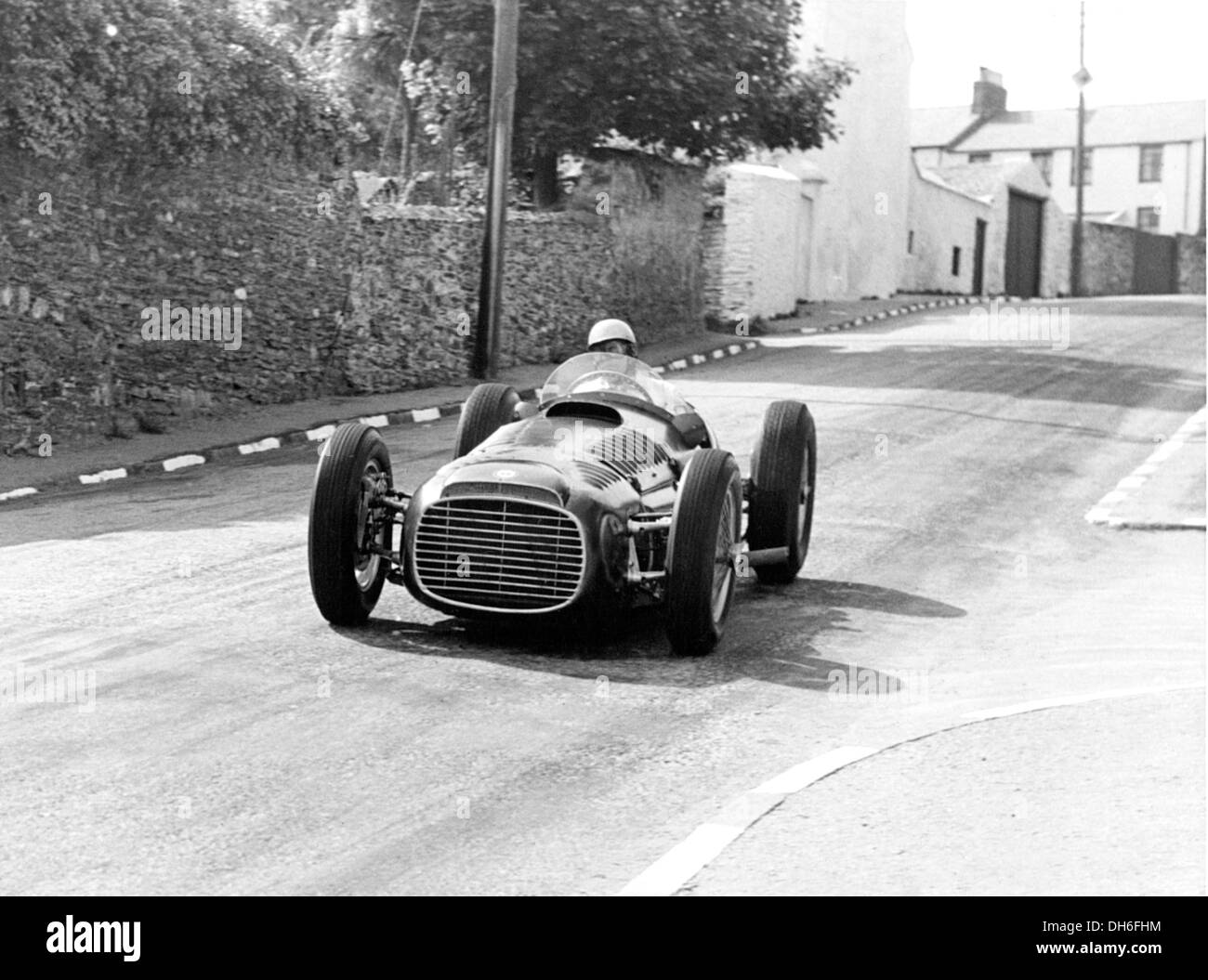 Reg Parnell in a BRM V16 racing on the Isle of Man, 1952. Stock Photo