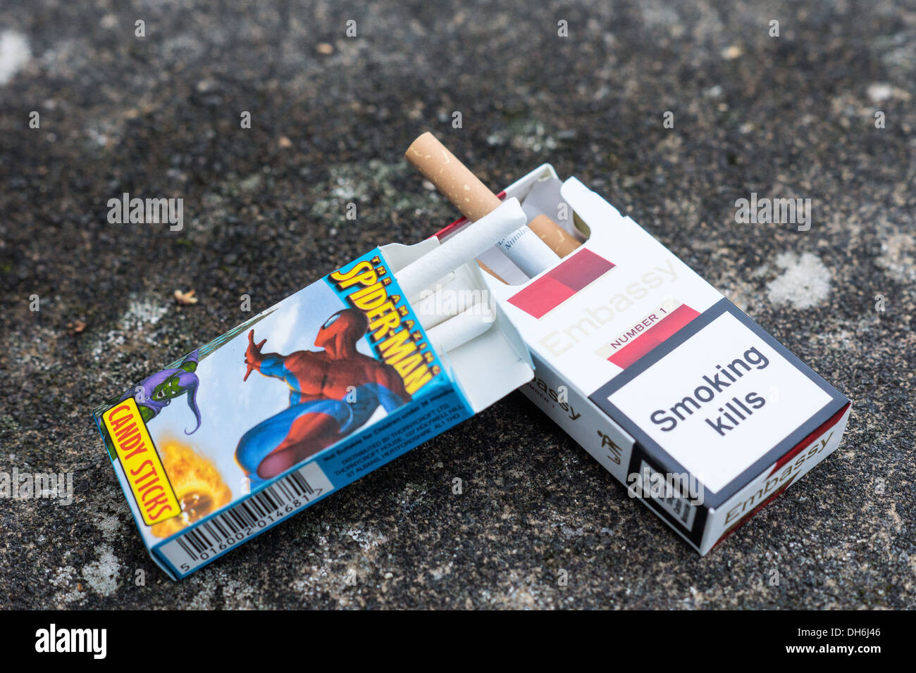 Packet Of 10 Cigarettes With Candy Sticks Stock Photo Alamy