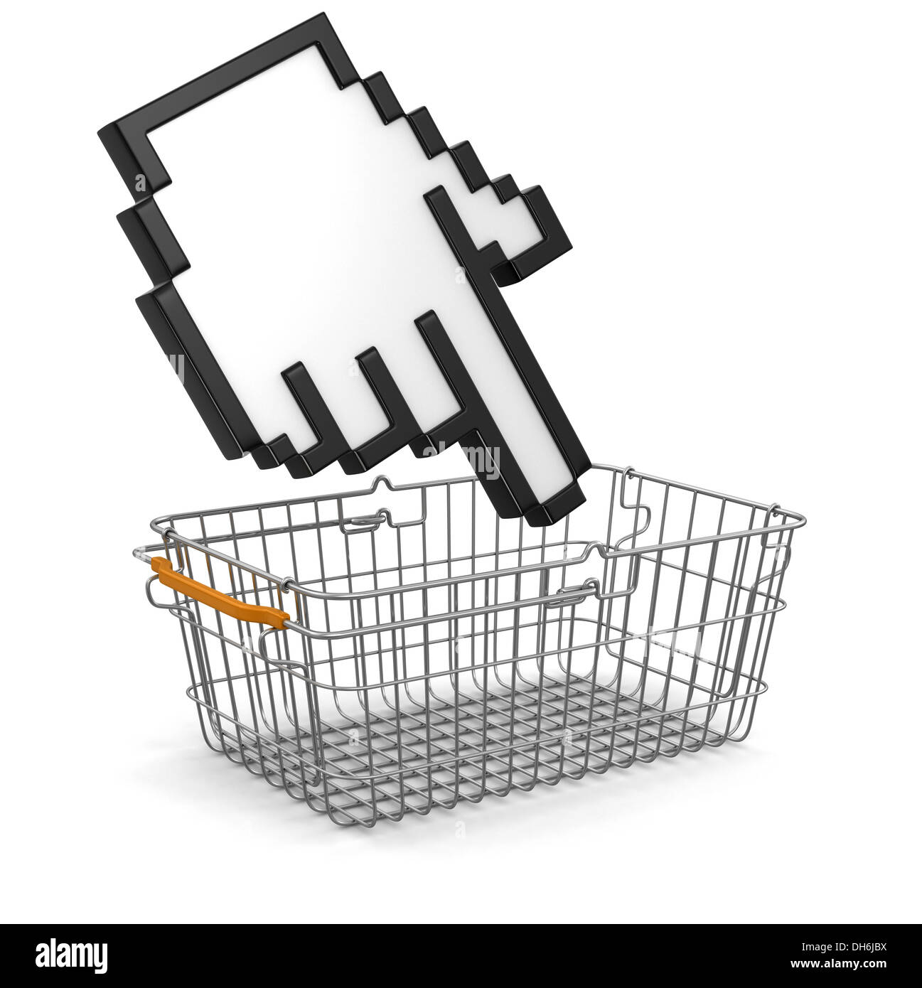Shopping Basket and Cursor (clipping path included) Stock Photo