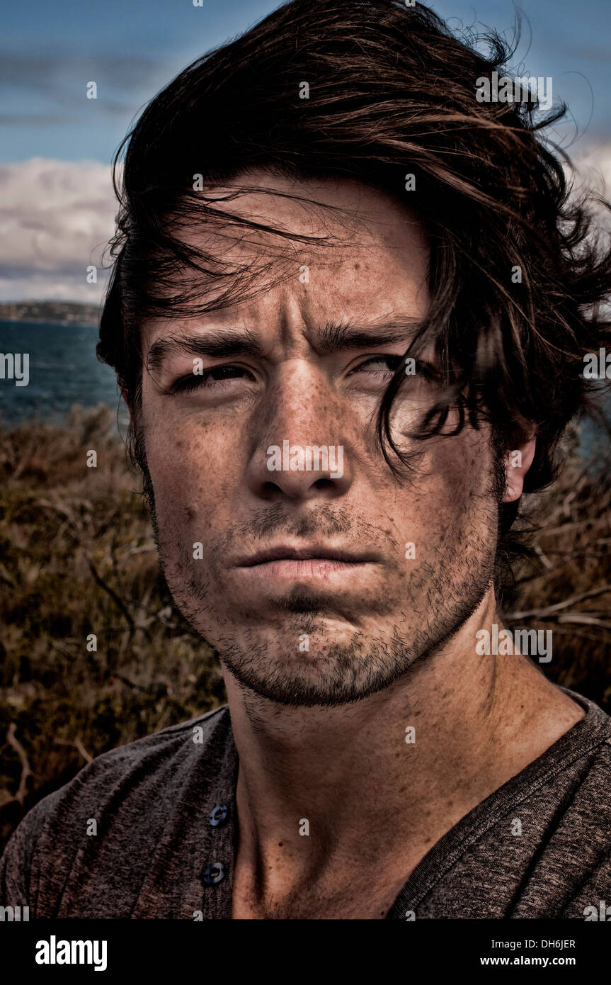 Portrait of a angry young man Stock Photo