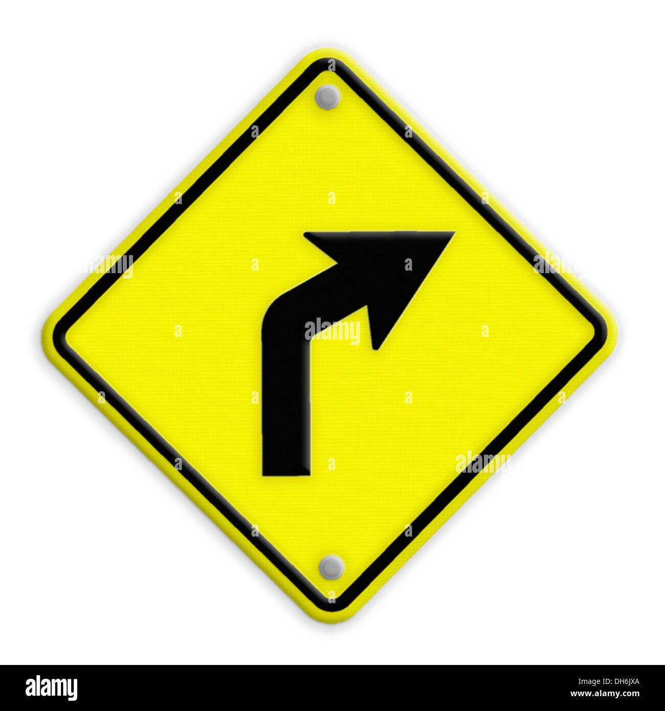 sign of road curved ahead . Part of a series. Stock Photo