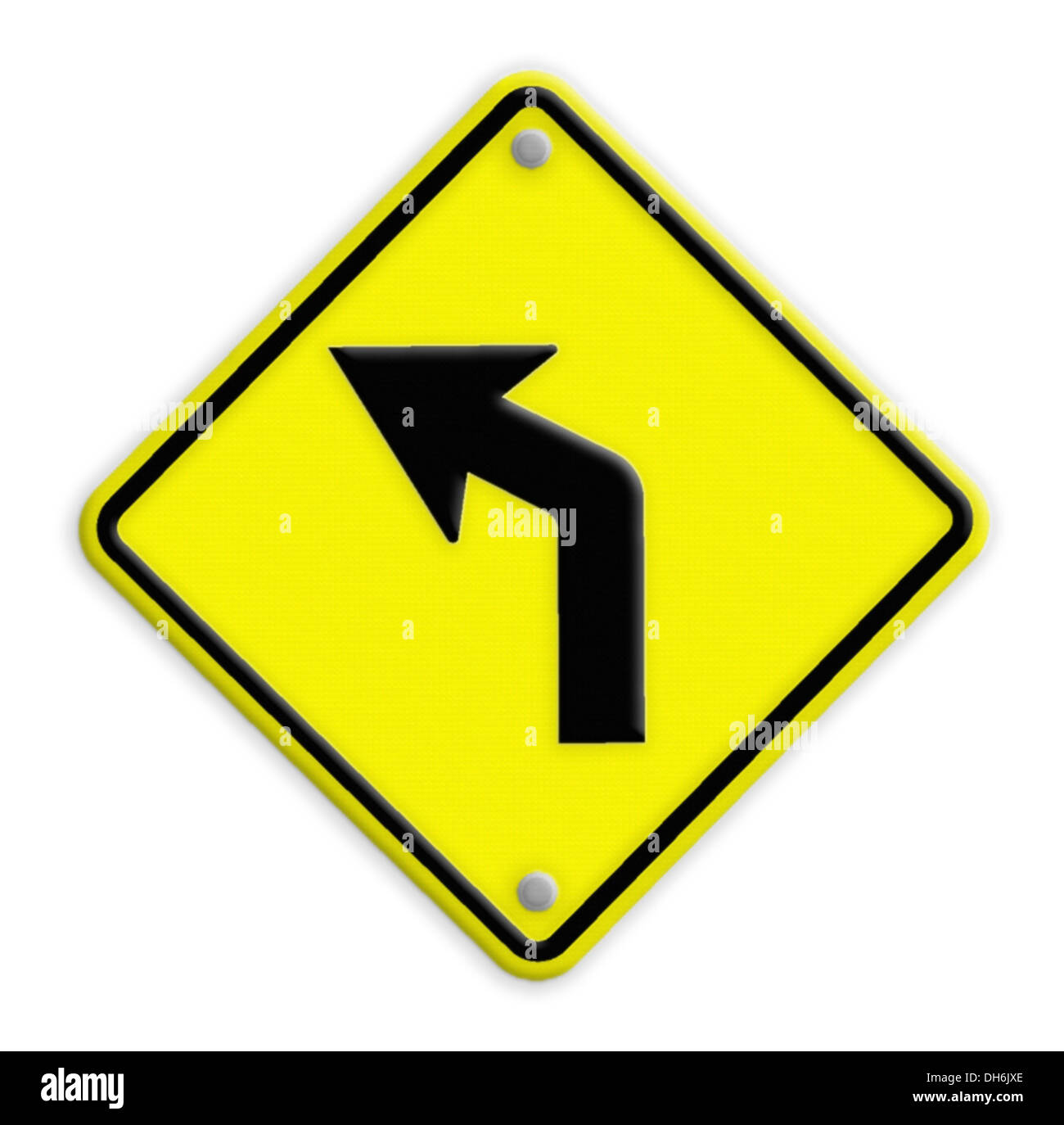 sign of road curved ahead . Part of a series. Stock Photo