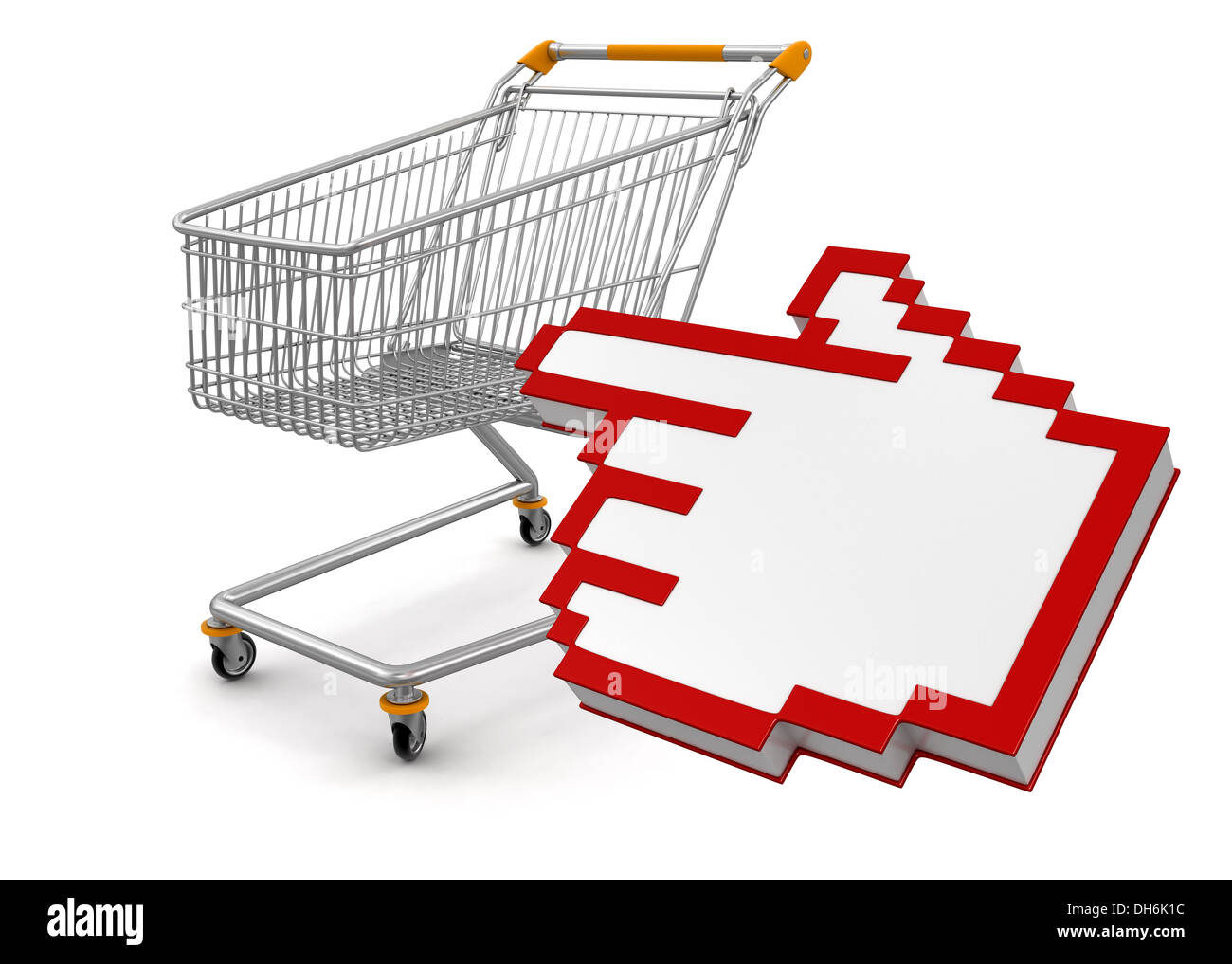 Shopping Cart and Cursor (clipping path included) Stock Photo