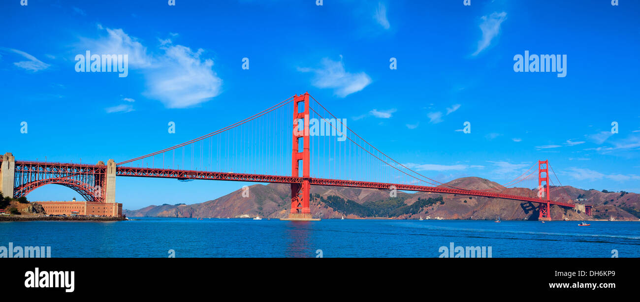 panoramic view of famous Golden Gate bridge, San Francisco, USA Stock Photo