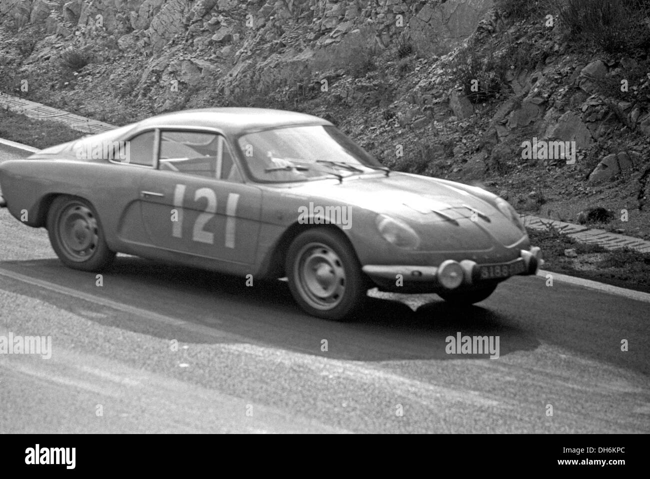 Jacques Cheinisse-Claude Leblond's Alpine A110 Renault racing in the Tour de France. 22 Sept 1963. Stock Photo