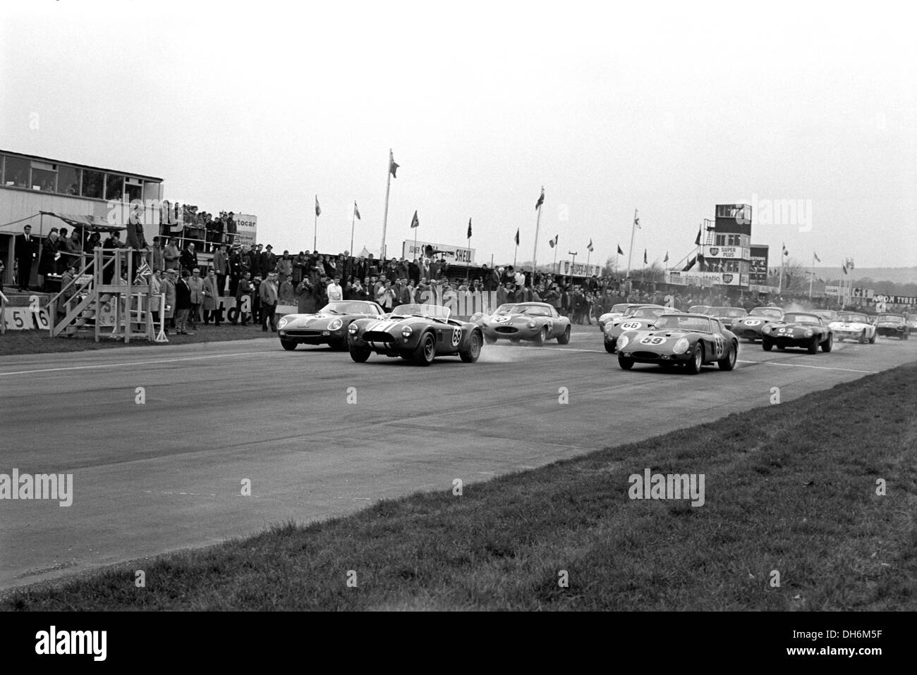 Start RAC Tourist Trophy. No9 Frank Gardner's Elva Mk 7S BMW, No5 John ...