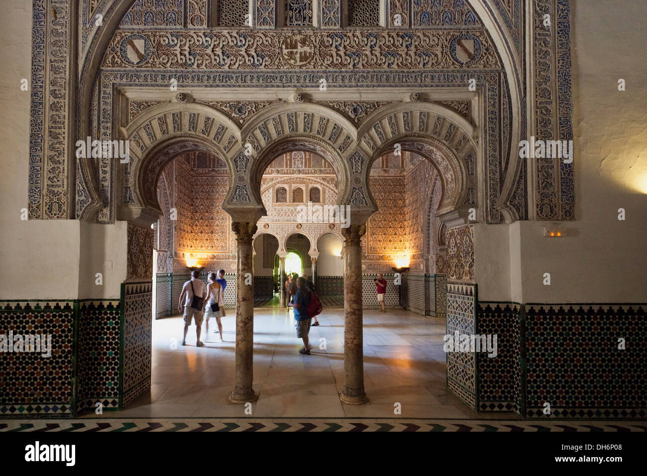 Arched passage at Real Alkazar of Seville, Spain Stock Photo