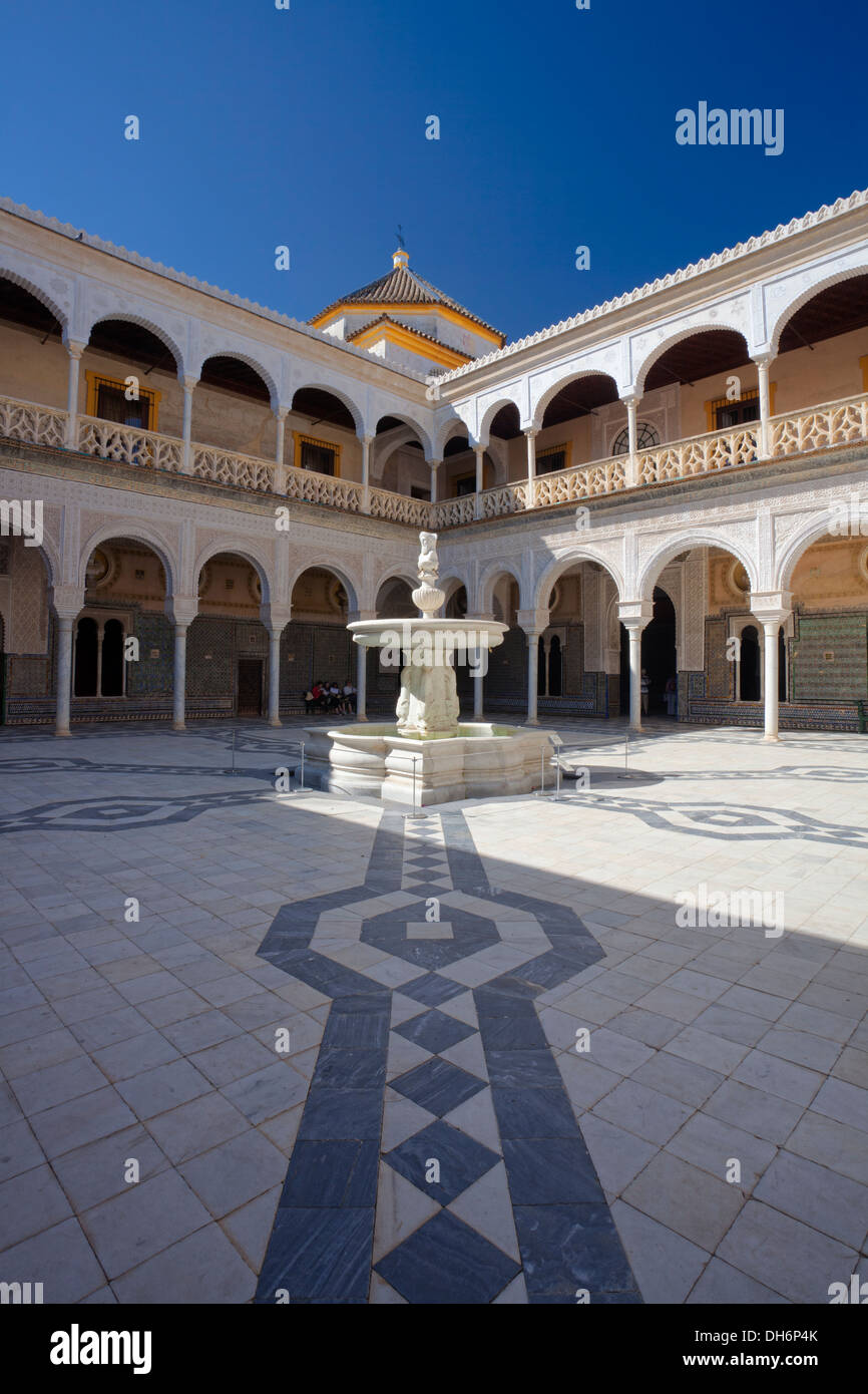 Courtyard of Casa de Pilatos in Seville, Spain Stock Photo