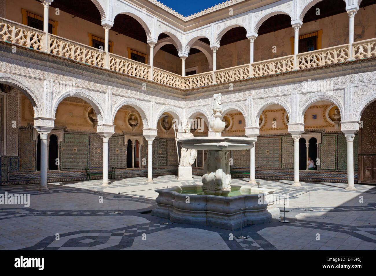 Inner yard of Casa de Pilatos in Seville, Spain Stock Photo