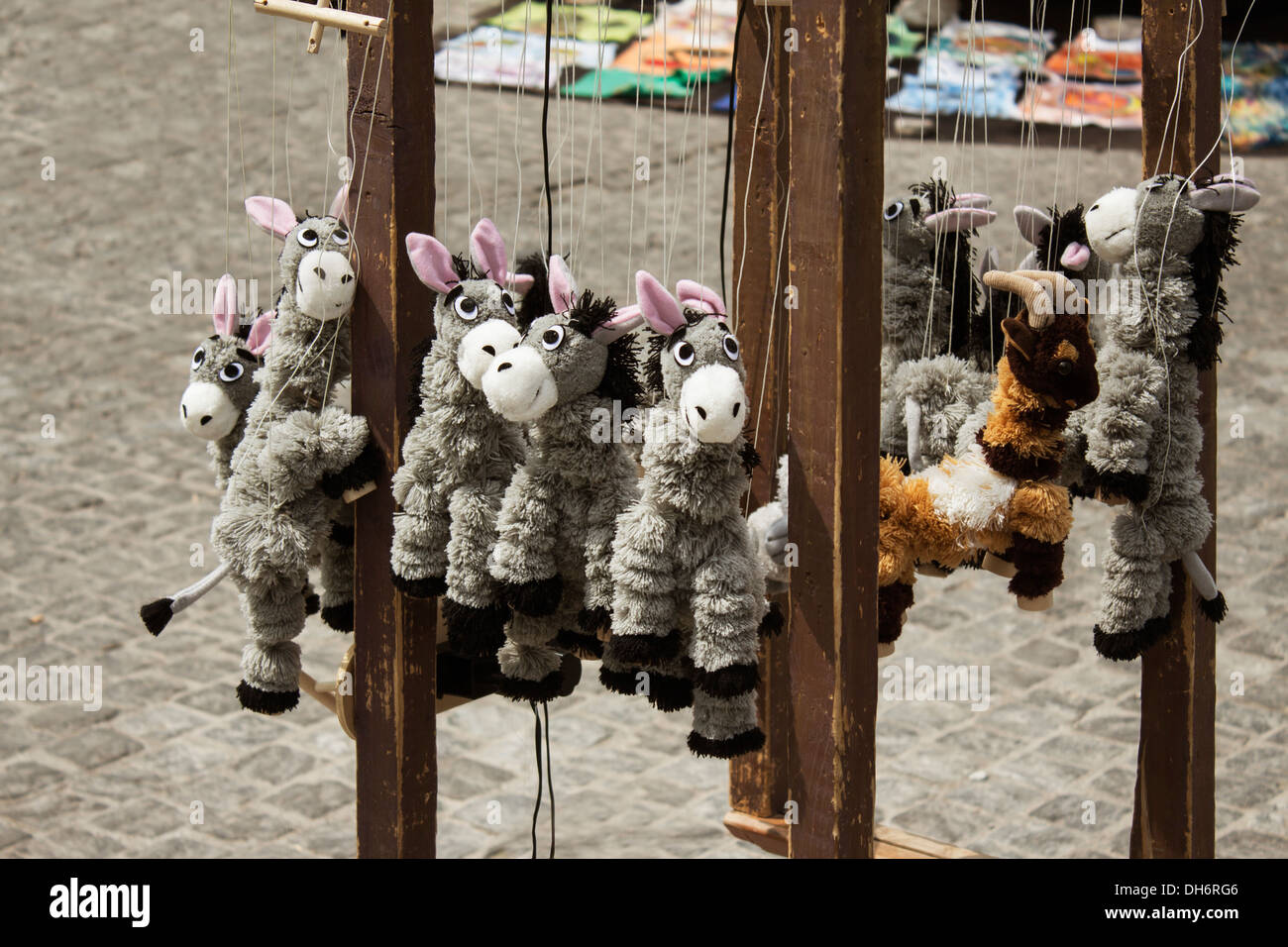 Toy Donkey Puppets on strings Stock Photo