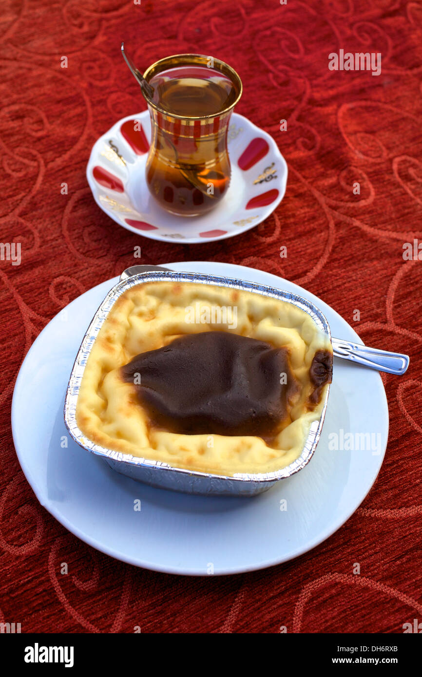 Turkish Rice Pudding and Turkish Tea, Istanbul, Turkey Stock Photo - Alamy