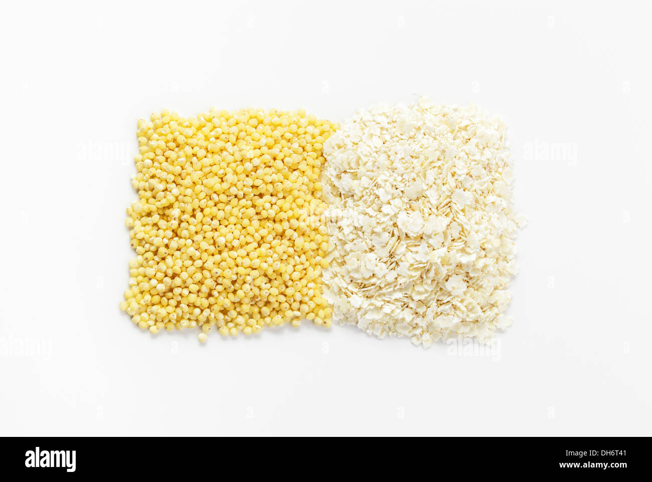 Millet grains and millet flakes Stock Photo Alamy