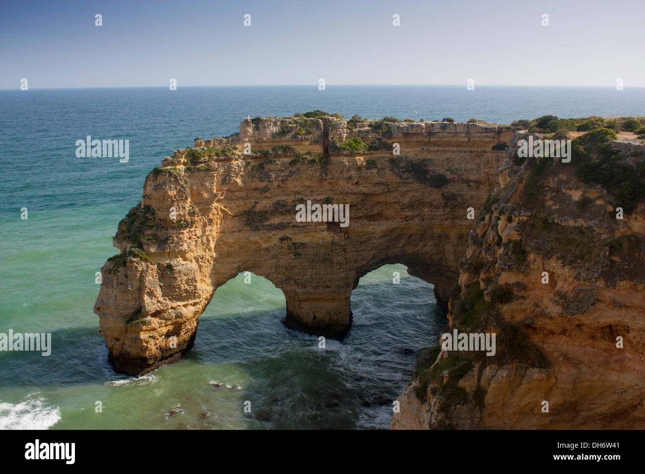 Praia da Marinha sea rock arches unusual rock formations Algarve Portugal Stock Photo