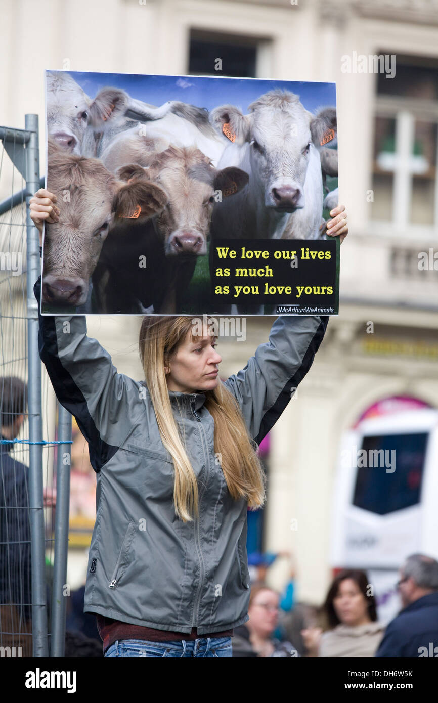 London Animal Rights Protesters Piccadilly Circus Stock Photo